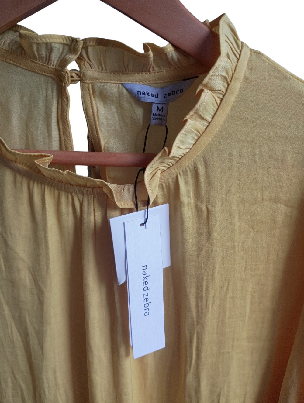 NWT Naked Zebra Yellow Fawn 3/4 Length Blouse Size Medium - Picture 2 of 6